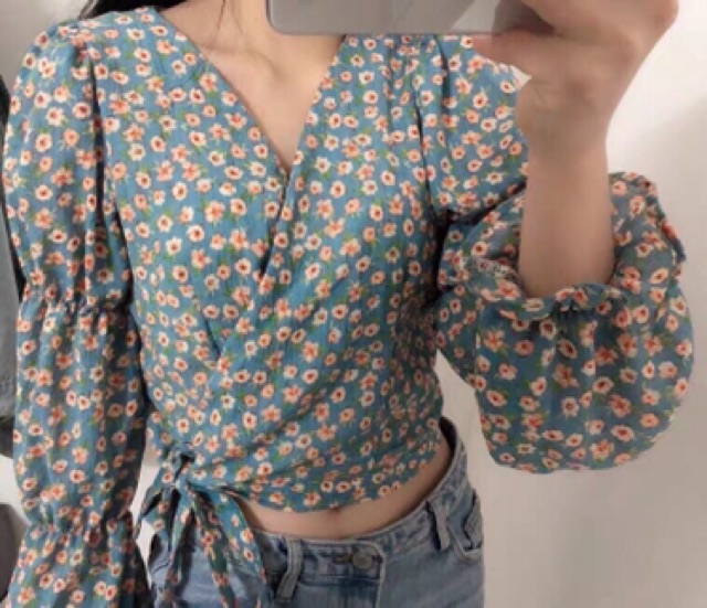 ÁO CROPTOP HOA CỘT EO (KÈM HÌNH THẬT)