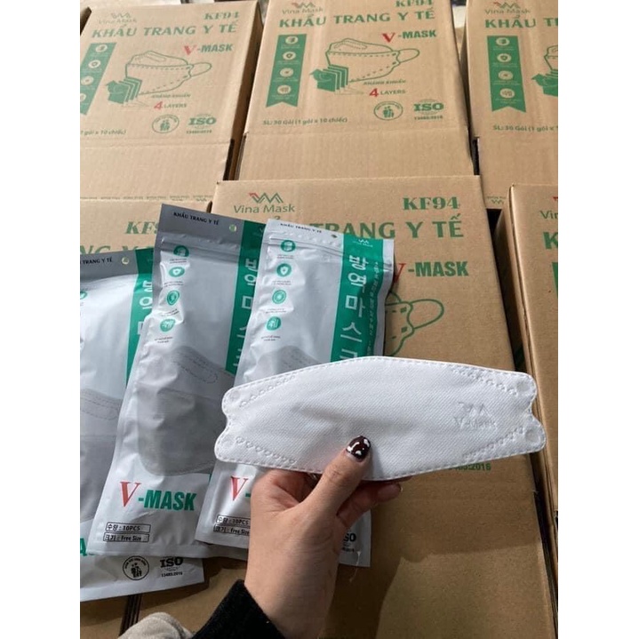Khẩu trang y tế KF94 Vina Mask dành cho người lớn, túi khẩu trang 10 chiếc