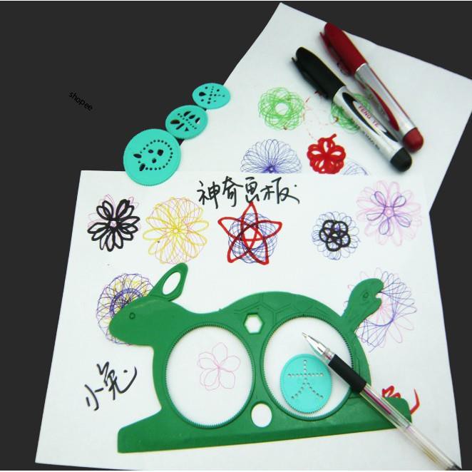 Bộ Thước Hình Thỏ Vẽ Họa Tiết Hoa Văn Sáng Tạo Spirograph Phát Triển Kỹ Năng