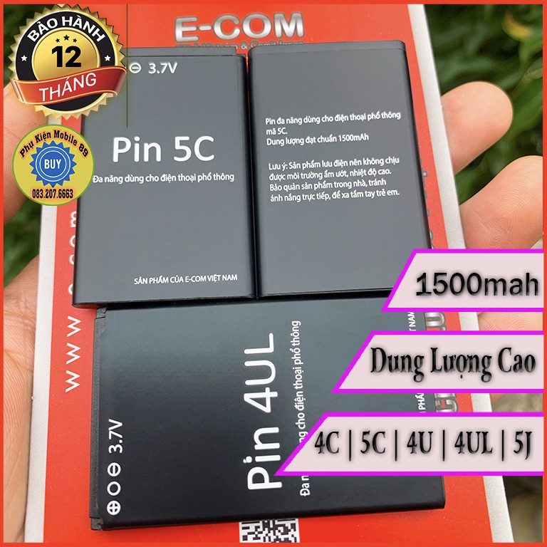 2021- Pin nokia BL 4C 5C 4UL 4U dung lượng cao 1500mah BH 12TH - Hãng E-Com - Pin xịn dung lượng thật phukienmobile89