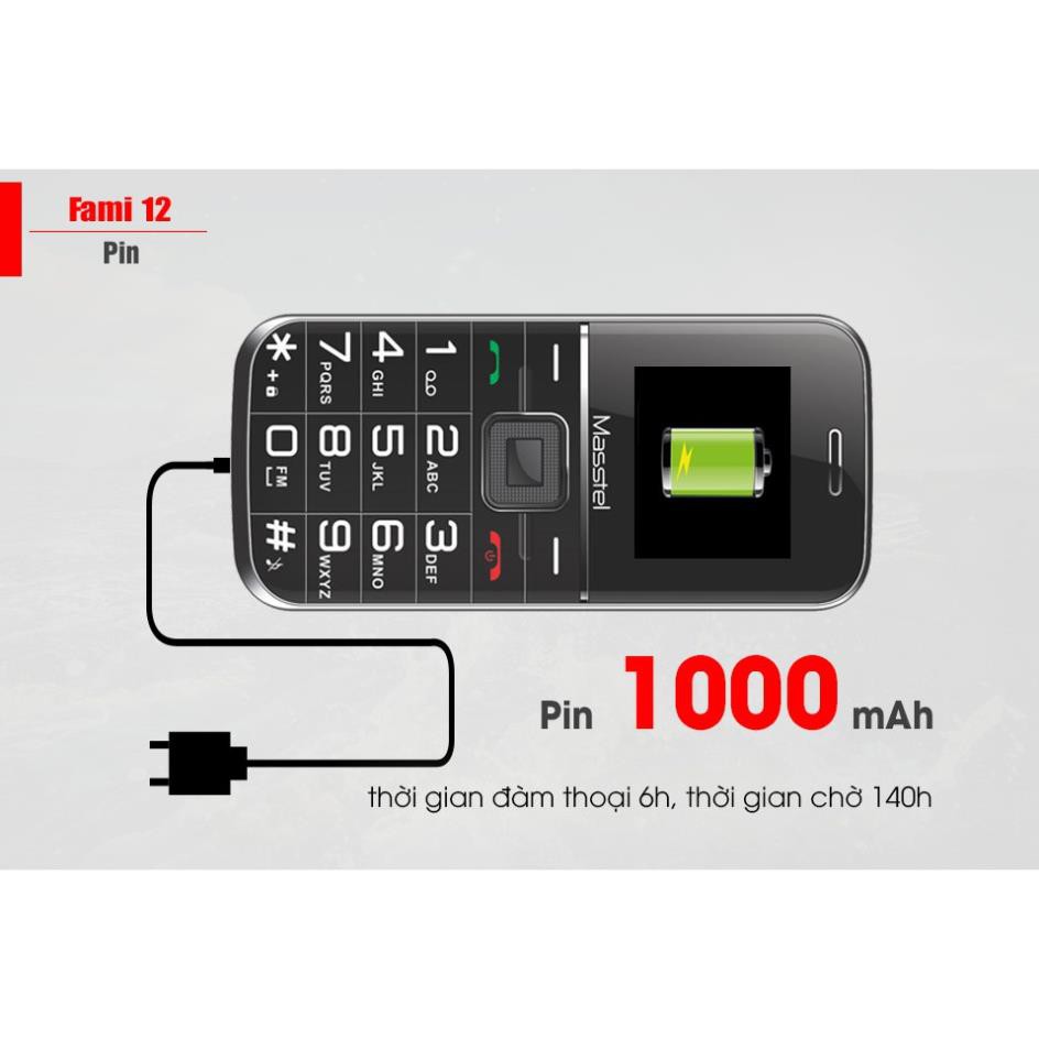 Điện Thoại Masstel Fami 12 Cho Người Già -2 Sim -LOA TO BÀN PHÍM LỚN