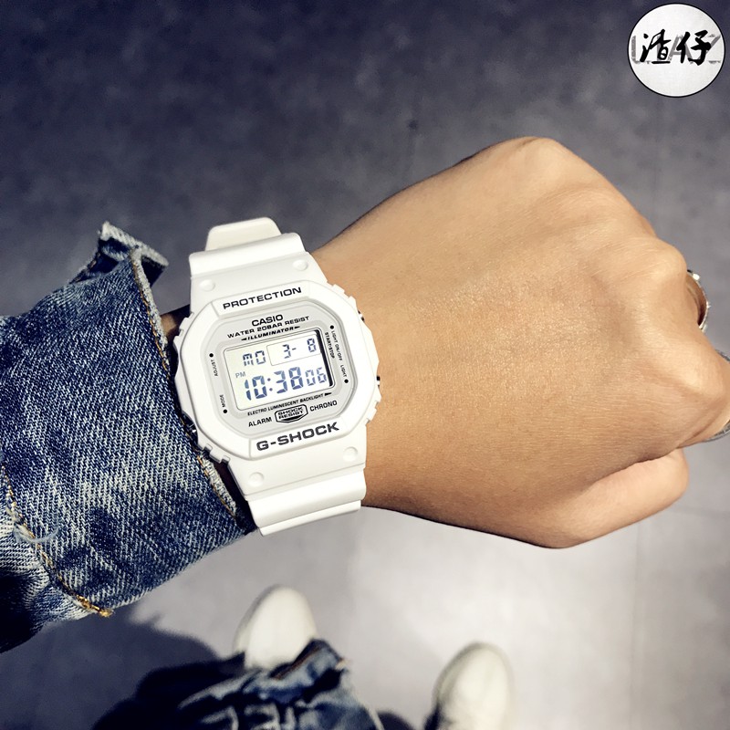 Đồng Hồ đôi Casio G-Shock DW-5600MW-7DR và baby-G BGD-560-7DR Dây Nhựa Trắng - bảo hành 12 tháng