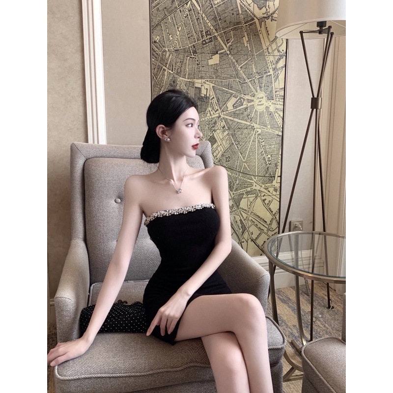 Đầm Đen Dáng Ôm Cổ Chữ V Gợi Cảm Quyến Rũ Thời Trang Hàn Quốc