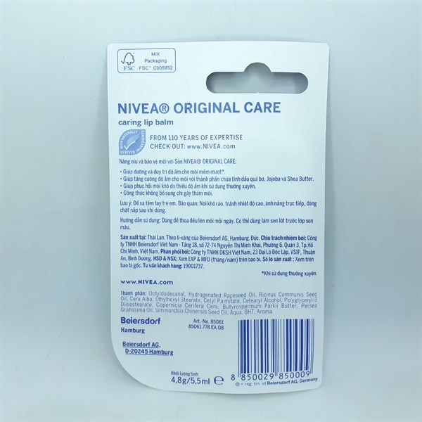 Son dưỡng môi Nivea Original Care 4.8g