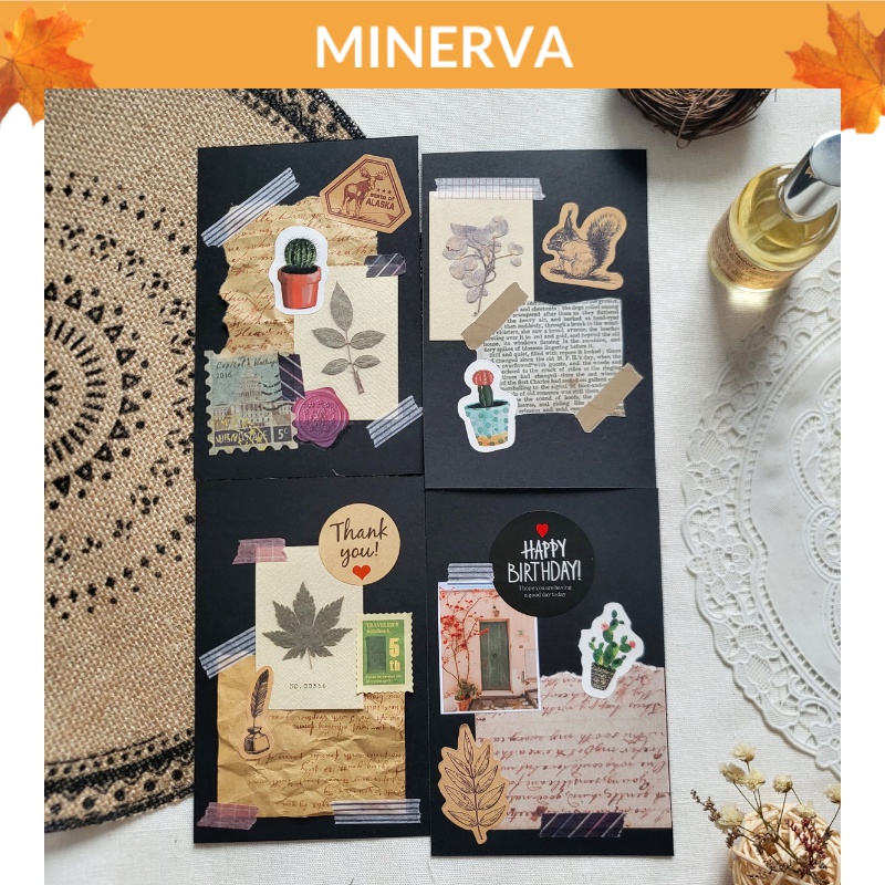 Thiệp handmade HM003 10 x 15 cm phong cách bullet journal đen huyền bí