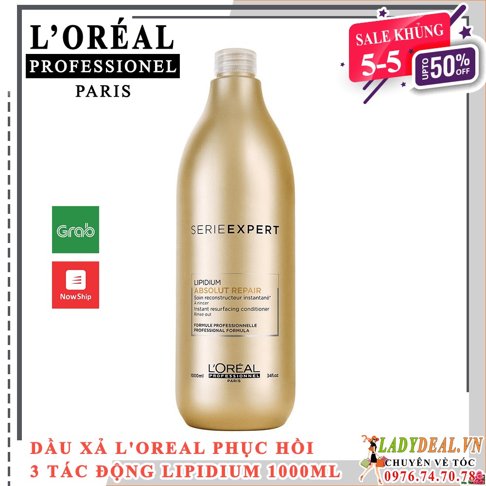 Dầu xả tóc L'oreal phục hồi 3 tác động Lipidium 1000ml | Ladydeal.vn