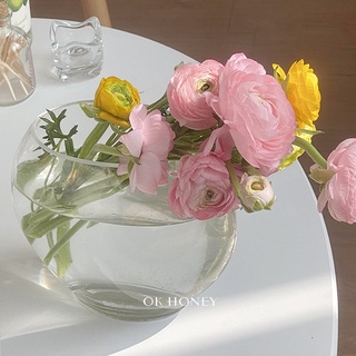 🌈bình hoa thủy tinh trong suốt đế bằng kiểu hàn quốc cổ điển