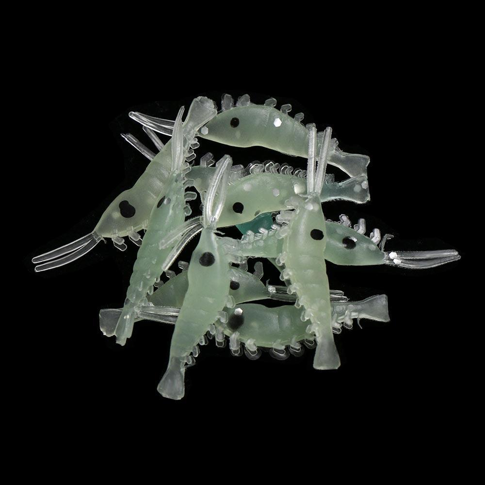 SUYO Set 10 / 20 / 30 / 50 Mồi Câu Cá Silicone Hình Tôm Dạ Quang