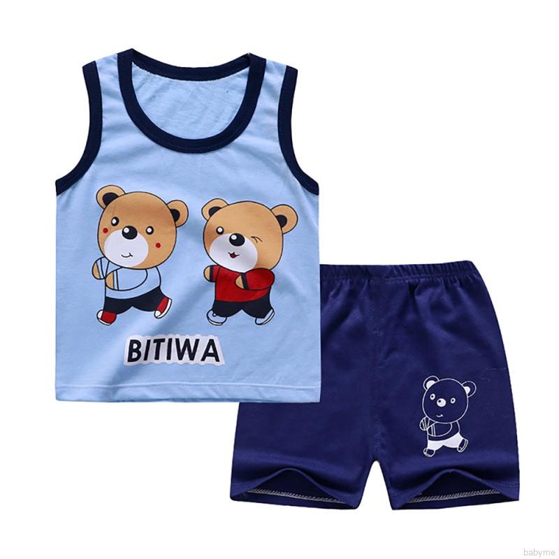 Set Áo Thun Sát Nách Và Quần Short Họa Tiết Hoạt Hình Đáng Yêu Dành Cho Các Bé