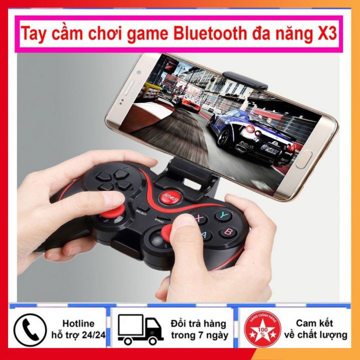Tay Cầm Chơi Game X3/T3 Có Bluetooth Cho Smartphone, PC, Laptop, Android, IOS, Windows Tặng Giá Kẹp Điện Thoại
