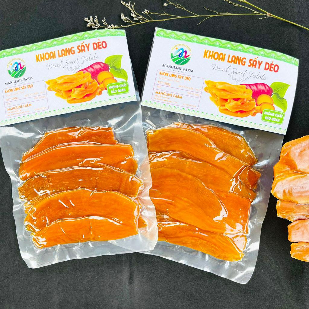 Bộ 2 gói khoai lang sấy dẻo không đường Mangline Farm Đà Lạt 250g đồ ăn vặt giảm cân hiệu quả thơm ngon đặc sản Đà Lạt