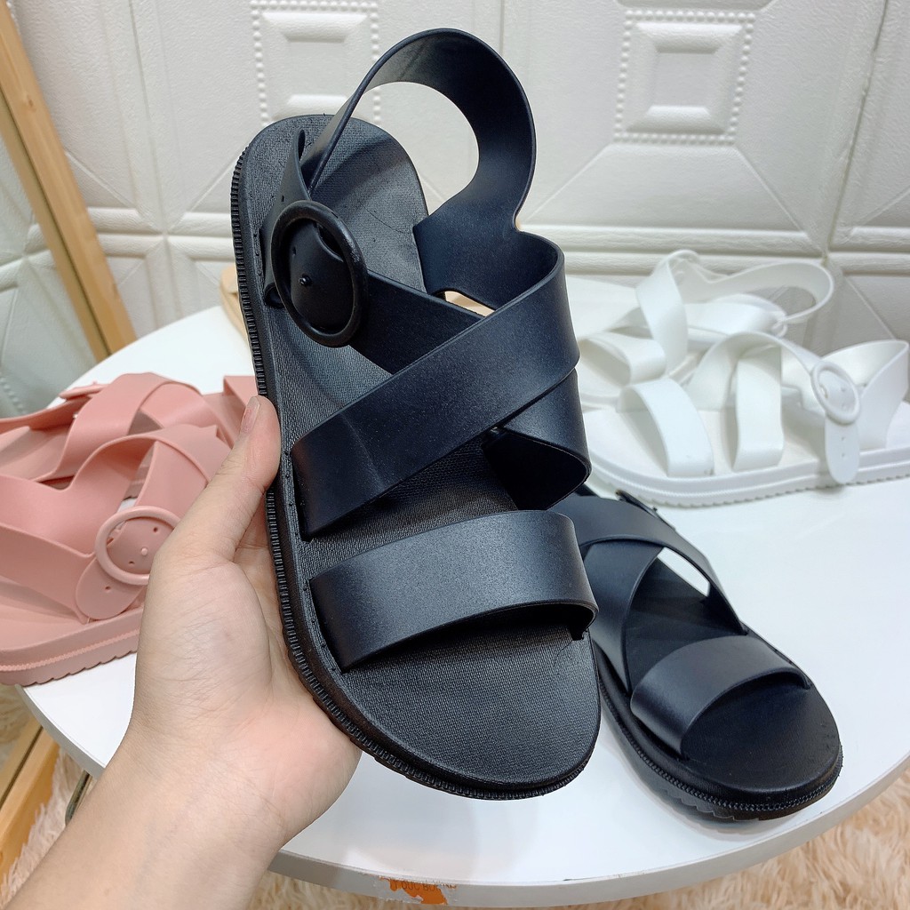 Giày Nữ GIÁ RẺ Sandal cơ bản CHỐNG NƯỚC Cao Su Quai Chéo 3G02