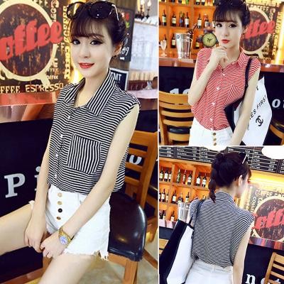 ÁO SƠ MI NỮ KẺ NGANG HA-NA