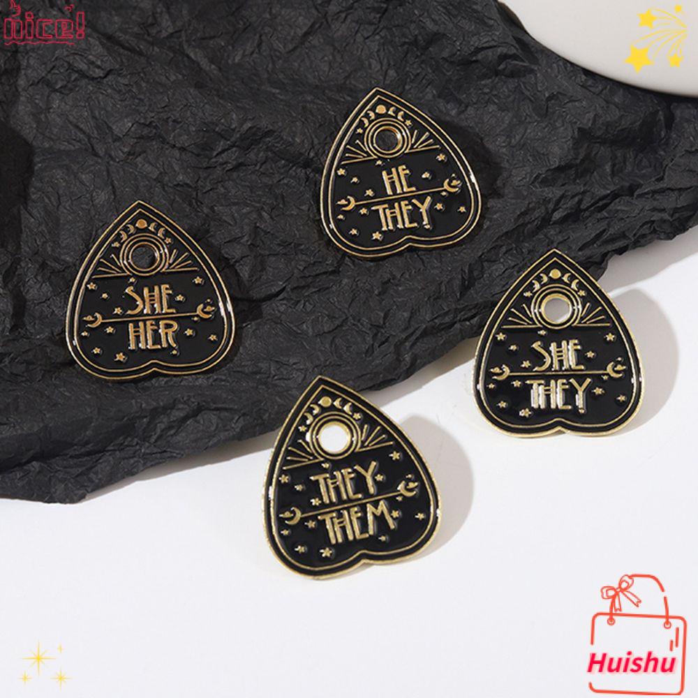 ✣HS✣ English Black Brooch Clothing Accessories Pin Metal Badge Collar Pin With Holes Waist Accessories Dark Punk Europe and America Heart
