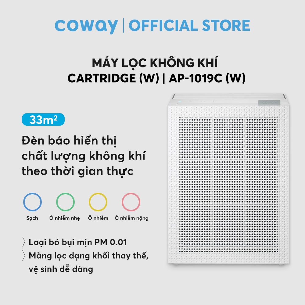 [Mã ELBAU5 giảm 5% đơn 300K] Máy lọc không khí Coway Cartridge (W) AP-1019C (W)