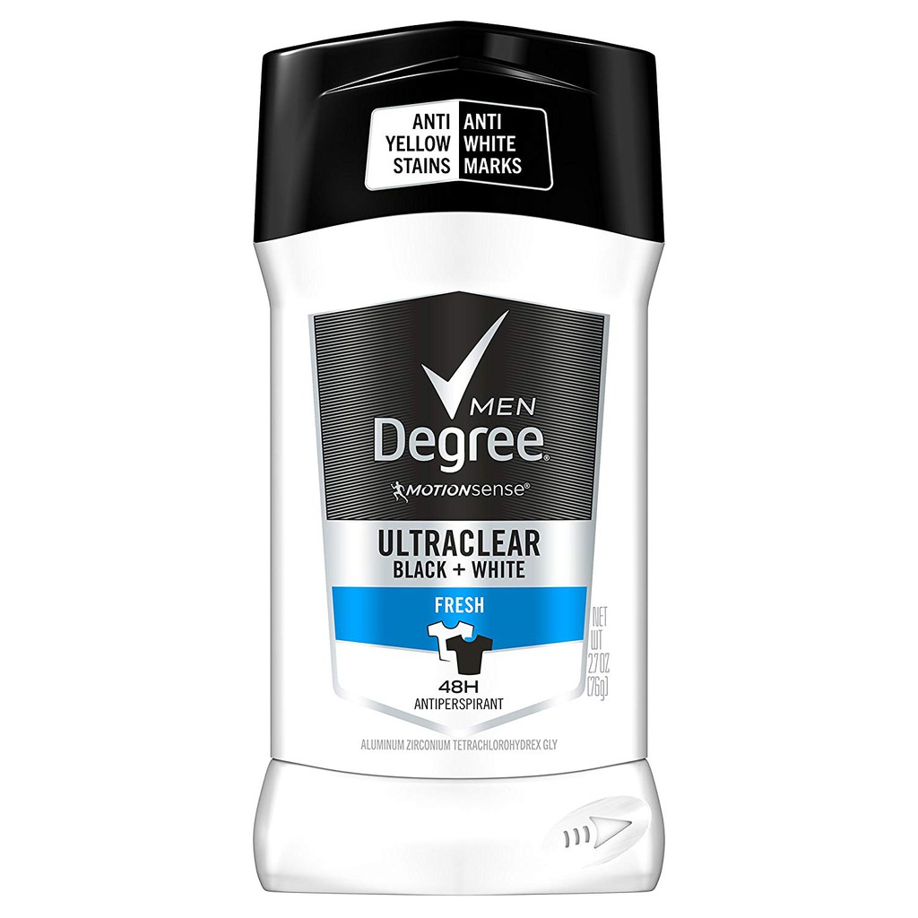 Lăn khử mùi dạng sáp nam Degree Men UltraClear Antiperspirant Deodorant Black+White Fresh 76g (Mỹ)