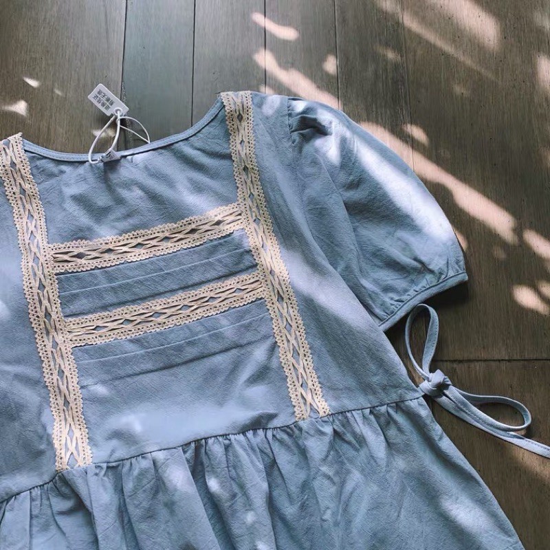 𝗺𝗶𝗲 𝘀𝘁𝘂𝗱𝗶𝗼 - Váy babydoll phối viền thắt nơ vintage