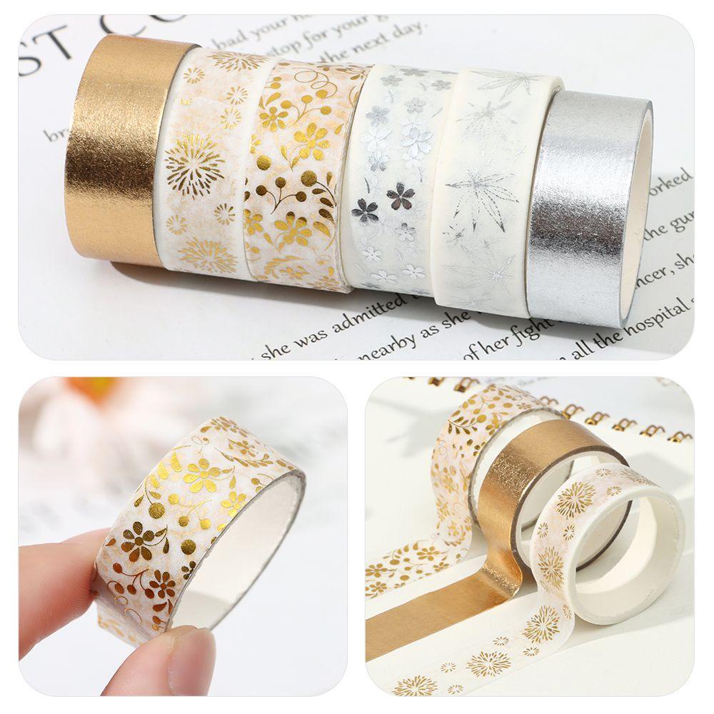 Set 6 Cuộn Băng Dính Washi Lá Vàng Trang Trí Đa Ứng Dụng