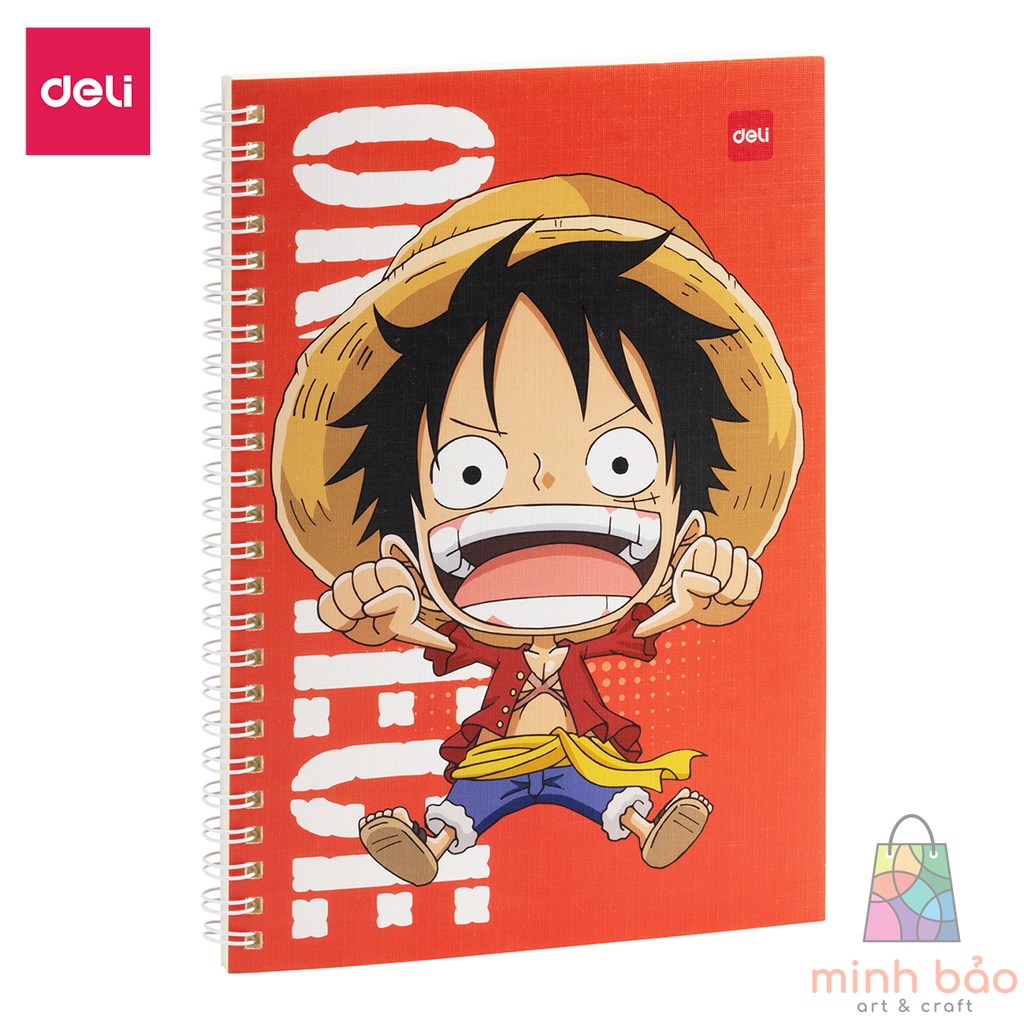 SỔ GÁY XOẮN SỔ KẺ NGANG A5 120 TRANG HÌNH VUA CƯỚP BIỂN ONE PIECE DELI - KHỔ KẺ NGANG, MÀU NGẪU NHIÊN EN003
