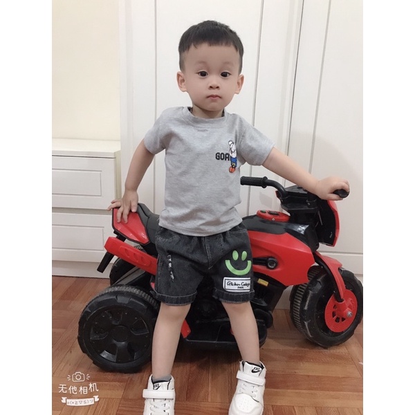 Quần short bé trai jean bò khói phong cách cá tính thời trang(8-23kg)