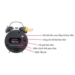 Đồng hồ báo thức cổ điển có đèn