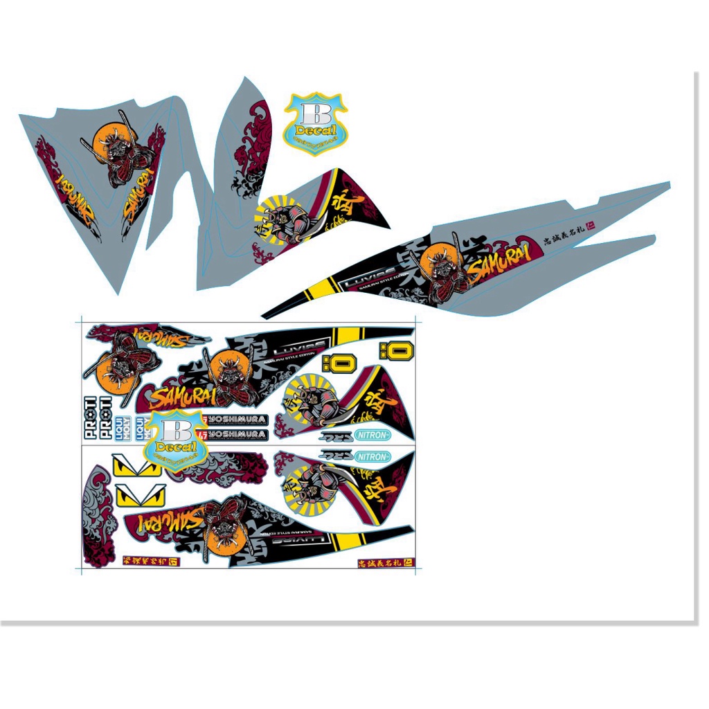 ( Quí khách vui lòng mang ra tiệm cho thợ dán ) Tem vario 150 samurai xám xi măng