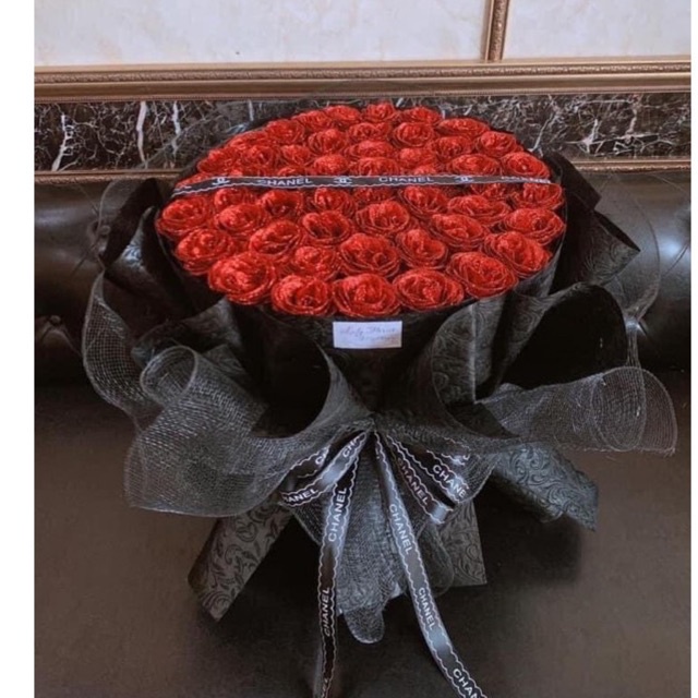 [Hoa Valentine, 8/3] Bó hoa nhũ 50bông sang chảnh cực xịn, cốt tự đứng chắc chắn, phối giấy Gấm Hàn cao cấp. Có nowship