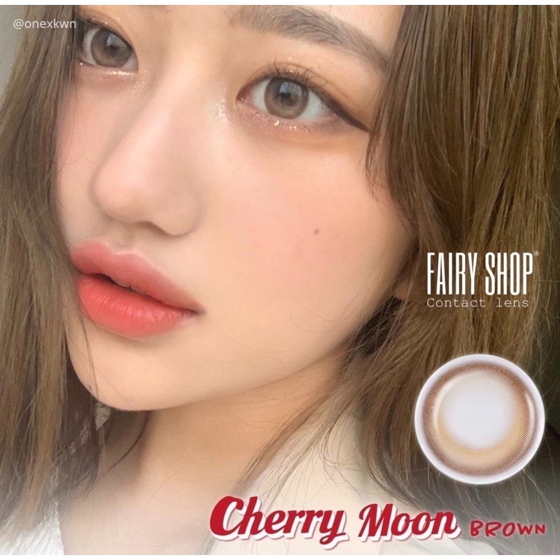 Kính Áp tròng Cherry Moon Brown 14.0mm  - Lens Phủ Bóng Glowy FAIRY SHOP CONTACT LENS - Lens Trăng Khuyết