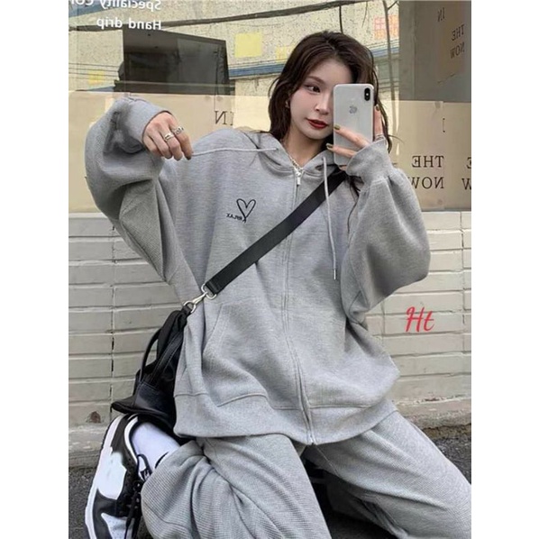 (Có ảnh thật + video) Set đồ bộ áo khoác nỉ & quần bom da cá Un.style