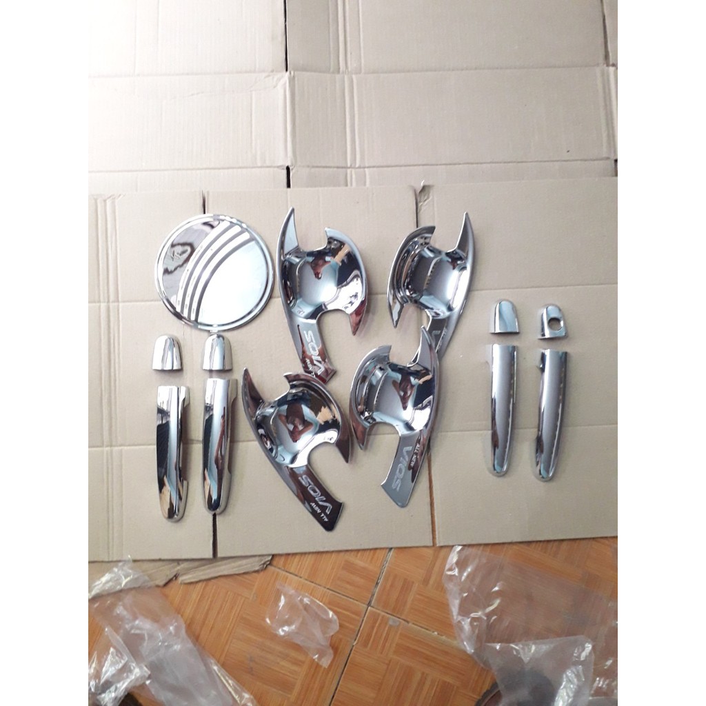 Bộ Ốp tay cửa + hõm cửa + nắp xăng mạ crom Cho Toyota Vios 2014 - 2018