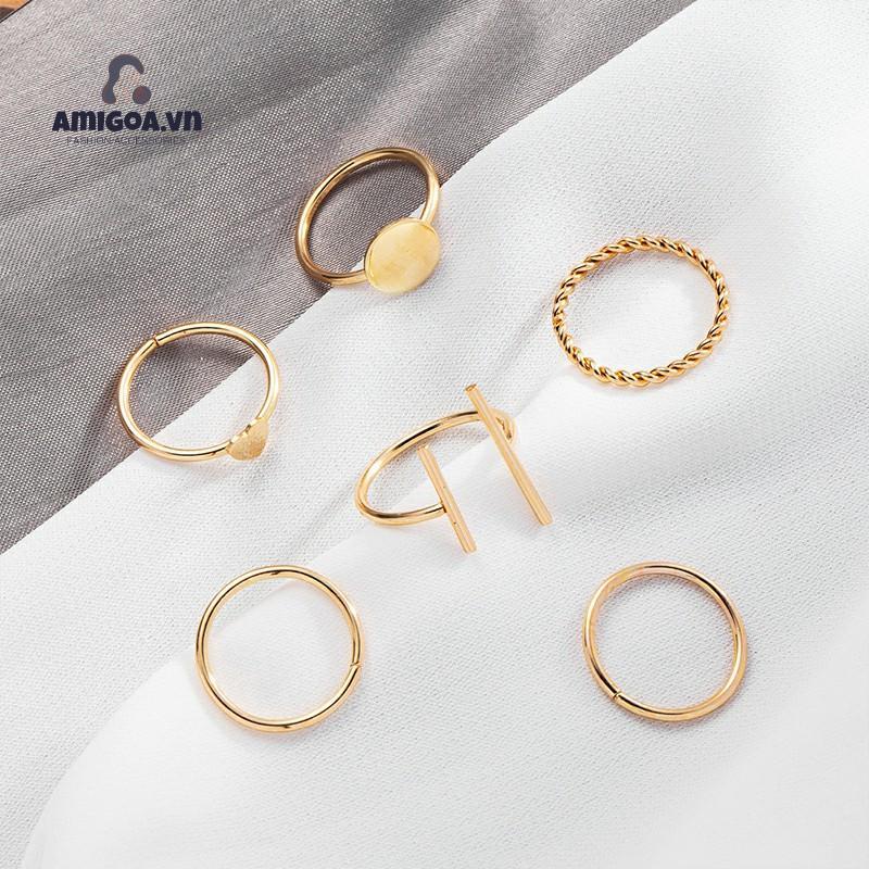 ✨✨Set 6 Nhẫn Đeo Khớp Ngón Tay Hợp Kim Phong Cách Vintage Sáng Tạo
