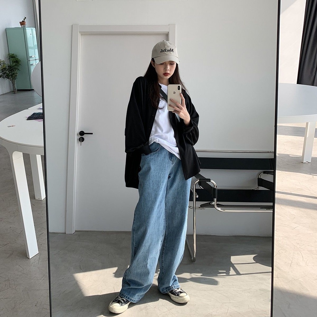 Áo Sơ Mi Khoác Ngoài Tay Dài Dáng Rộng Màu Trơn Thời Trang Cho Nữ