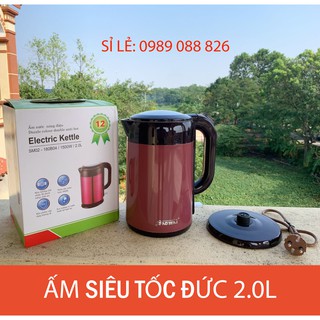Ấm đun siêu tốc 2 lớp Inox Electric Kettle  2.0 lit cách điện, cách nhiệt, siêu bền [GIÁ CÔNG PHÁ - RẺ NHẤT]