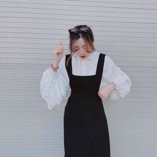 Set yếm midi sơmi tay bồng