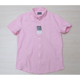 Áo sơ mi nam Topman màu hồng ngắn tay vải oxford