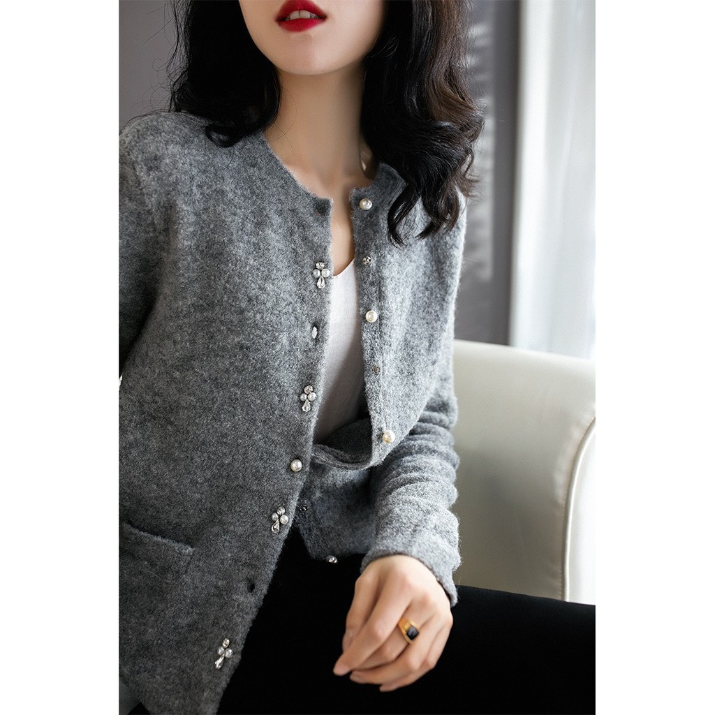 Áo khoác cardigan lông chuột