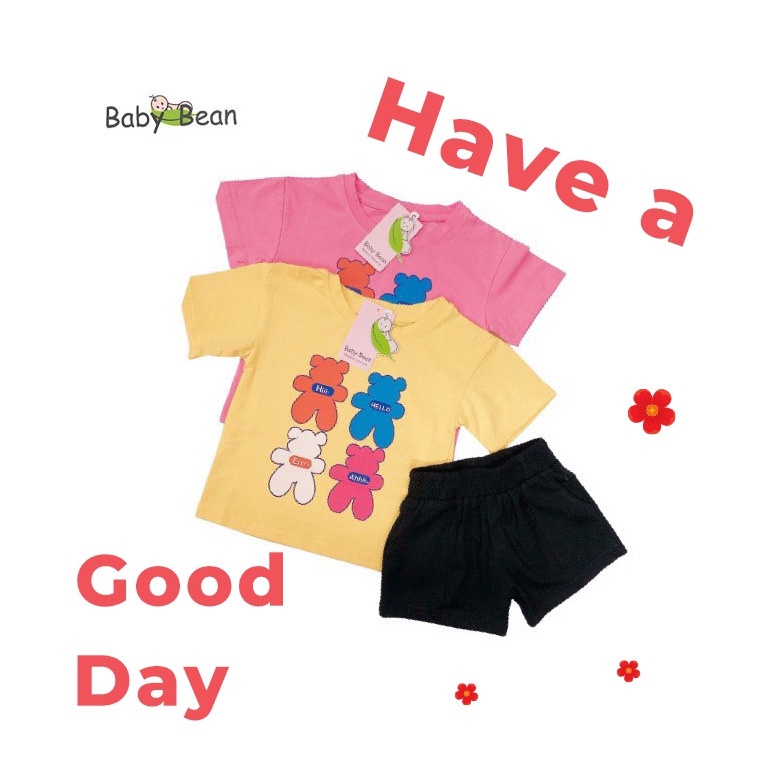 Bộ Đồ Thun Cotton in hình Gấu Bé Gái BabyBean