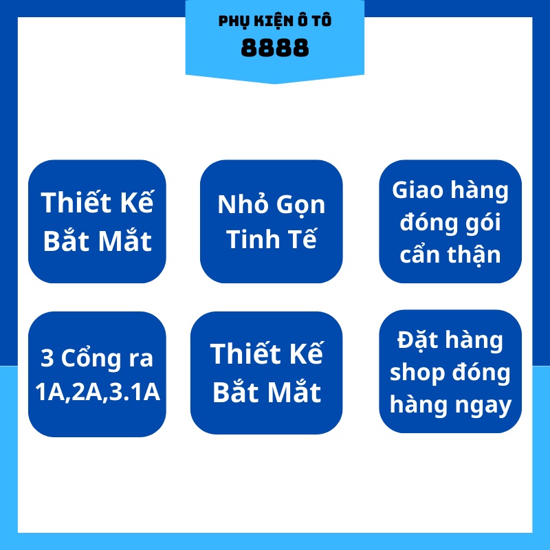 Tẩu sạc nhanh 3 cổng USB nhỏ gọn tiện lợi, sạc nhanh