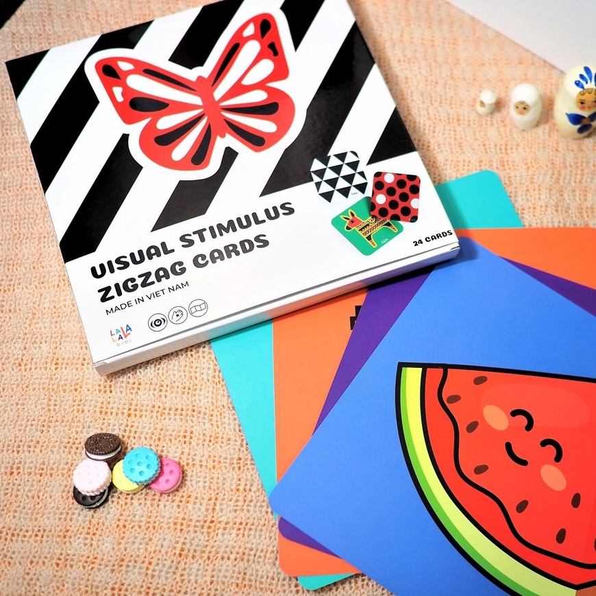 Thẻ học dạng zigzag & flashcard Lalala baby, kích thích thị giác cho bé sơ sinh