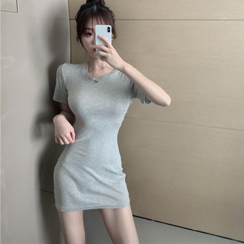 Đầm Body Tay Ngắn Cổ Tròn Thiết Kế Khoét Quyến Rũ