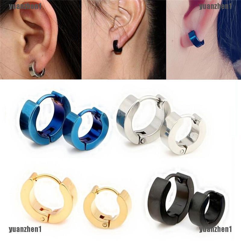 1 Đôi Khuyên Tai Tròn Bằng Thép Không Gỉ Cho Nam Nữ