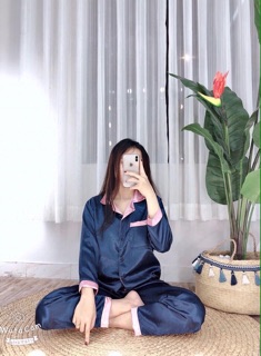 ĐỒ BỘ PIJAMA LỤA PHỐI-TAY DÀI QUẦN DÀI
