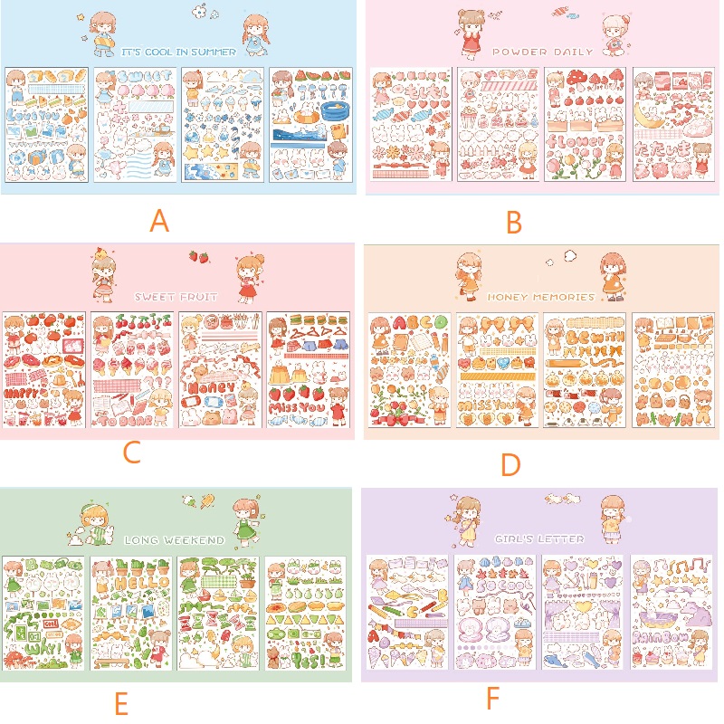 Set 4 Miếng Dán Trang Trí Hình Cô Gái Hoạt Hình Dễ Thương