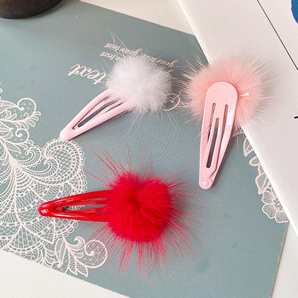 MXGOODS Kẹp Tóc Đính Bóng Lông Màu Kẹo Ngọt Thời Trang Hàn Quốc