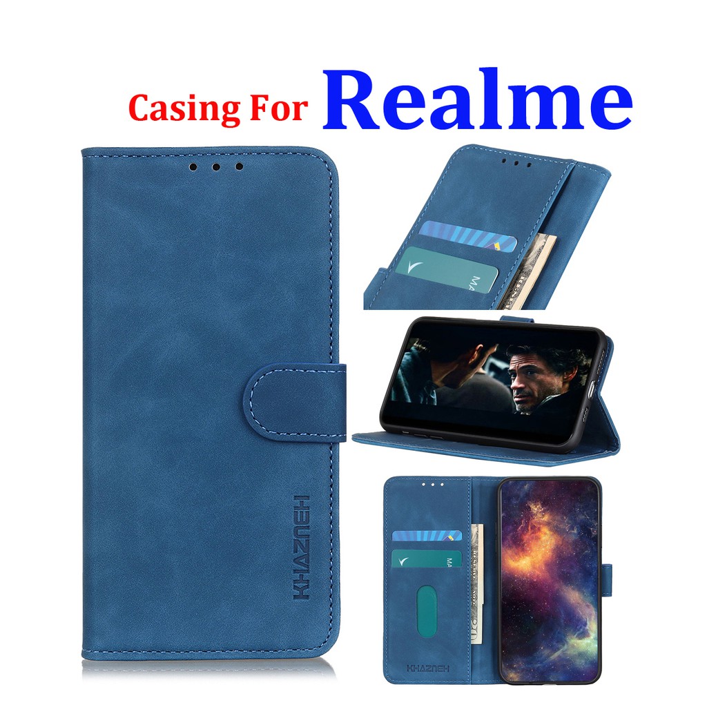 Realme 8 Narzo 30A C17 7i 7 Pro C15 C12 C25 X3 SuperZoom Narzo Realme X50 Pro Realme 6 Pro 5s 5i Flip Cover PU Leather wallet Case casing