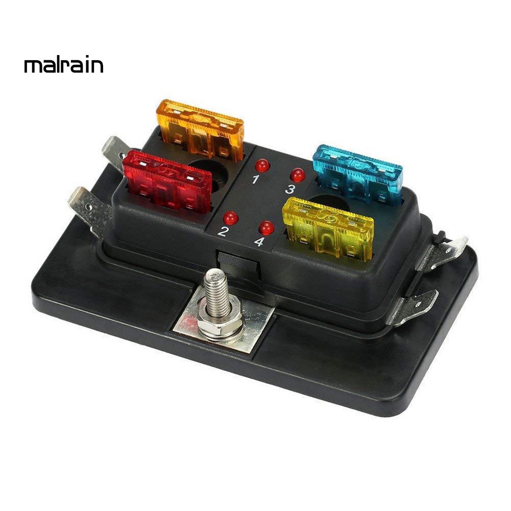 Bộ Hộp Cầu Chì 4 / 6 / 10 Cái Có Đèn Led Dành Cho Xe Hơi / Tàu Thuyền