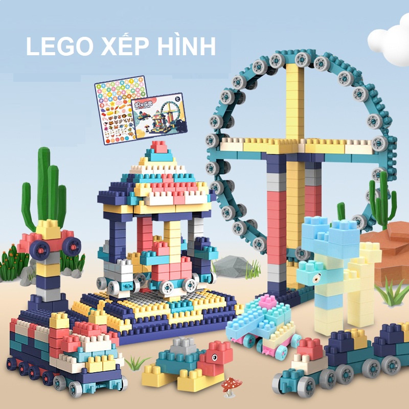 Bộ đồ chơi xếp hình lắp ghép lego duplo robot xe cho bé trai bé gái phát triển trí tuệ thông minh, quà tặng sinh nhật