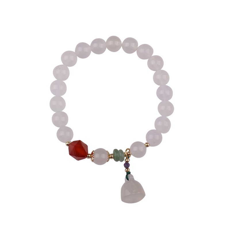 [Hàng Mới Về] Vòng Tay Đá Mã Não Trắng Cỡ Nhỏ Tươi Mới Mùa Xuân Hè Cho Nữ