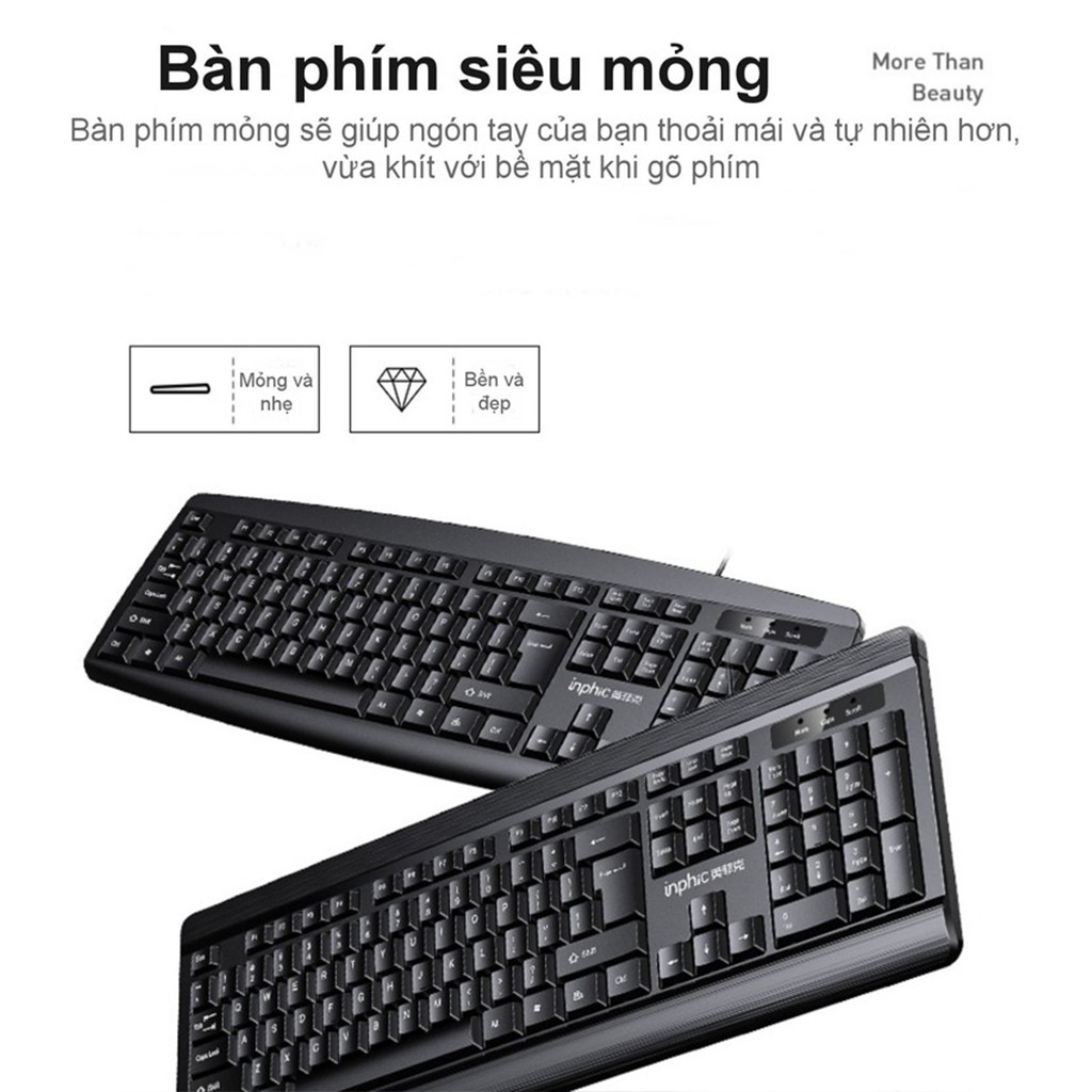 Bàn Phím Máy Tính Inphic v580 Có Dây Cho Máy Tính, Latop Chống Ồn BH 12T