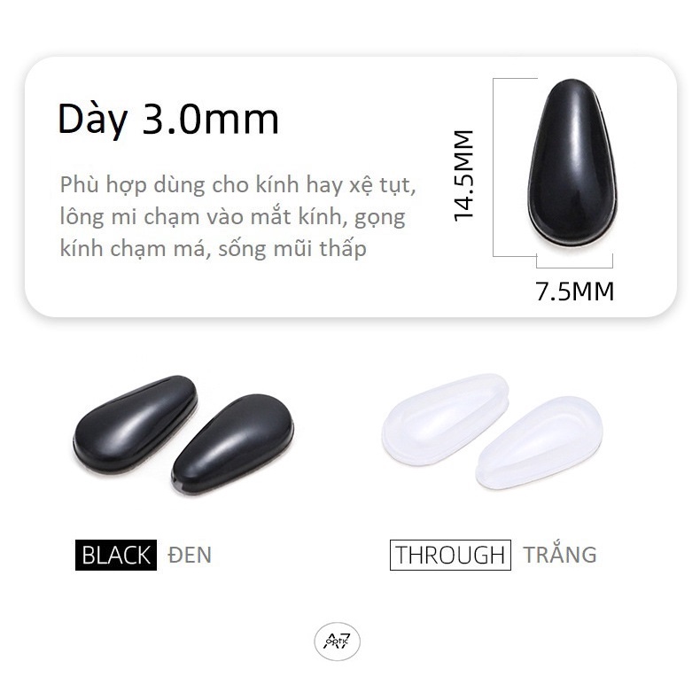 Phụ kiện Đệm mũi không khí chống xệ tụt kính, khắc phục kính chạm lông mi, chạm gò má, sống mũi thấp (1 cặp)